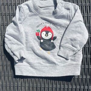 Christmas Santa’s little helper Gray Penguin Kids Sweatshirt